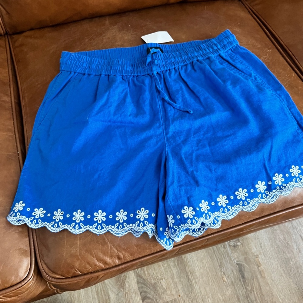 J. Crew Blue and White Lace Trim Shorts (NWT $34)